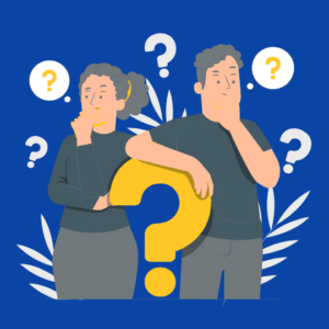 la représentation graphique de deux personnes qui se posent des questions
