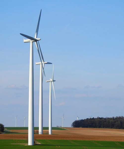 photo représente une production d'énergie par la force du vent grâce à des éoliennes. Cela participe à la mise en place d'une supply chain durable.